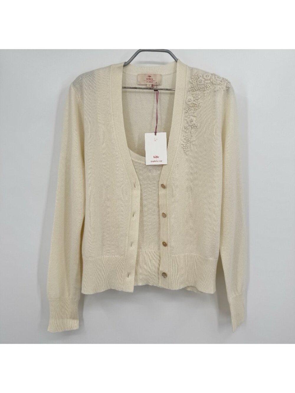 Kilte Collection Cashmere Bijou Tank and Cardigan Sweater Matching Set size 2-M